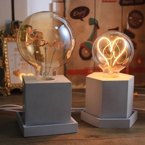 Lamp Bulb Table Lamp Silicone Mold DIY handmade Cylinder Cube Hexagon Square Base Bedside Lamp Mold ,UV Resin Cement ,Concrete Terrazzo Mold
