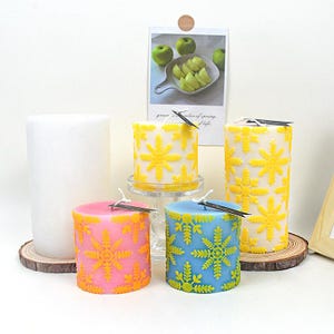 3D Snowflake Cylinder Candle Mold Pillar candle Silicone Mold 3D Christmas Decoration candle mold soap mold  handmade mold