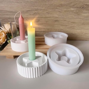 Bougeoir rond bol moules en silicone bougeoir avec abat-jour en béton moule pour bougie chauffe-plat en résine époxy moule jesmonite rayonsin