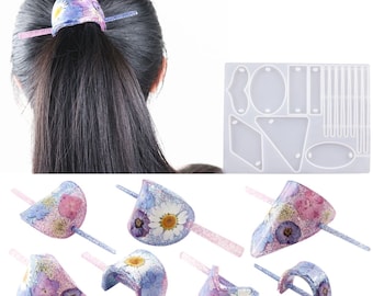DIY Hars Haarspeld Molds Hair Barrette UV Epoxy Resin Silicone Coil Hair Tool Molds voor Kid Crafting Hair Clip Supplies Voor Vrouwen Meisje