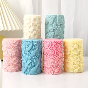 Wave Rose Butterfly shaped Cylindrical Candle Mold , Flower scented candle silicone mold DIY handmade candle Gift Home decor