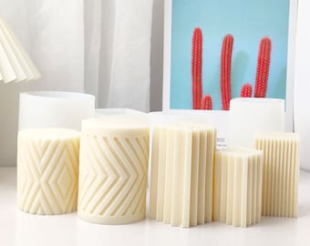 Striped column candle mold Cylindrical Candle Mold Scented candle silicone mold DIY handmade candle Gift Home decor