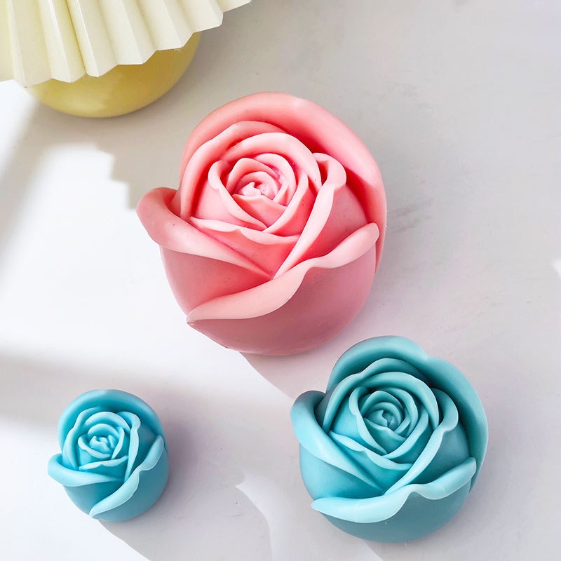 Whaline 4Pcs Valentine's Day Mold 3D Rose Silicone Mold Assorted Rose  Flower Bloom Shape Fondant Mould Chocolate Candy Mold Cake Cupcake Topper