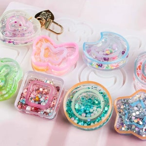 Resin Cute Quicksand shaker keychain mold, Butterfly , Bear, Star ,Heart Shaker pendant jewelry silicone molds ,DIY Handmade UV resin moulds