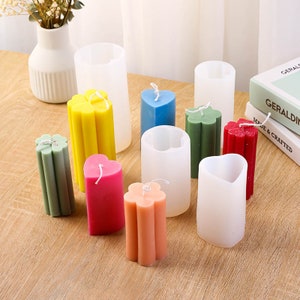 Molde de silicona para velas de trébol con pétalos de amor en 3D, molde cilíndrico para velas de aromaterapia, molde de yeso