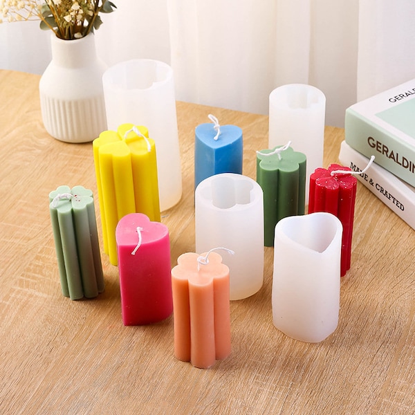 3D Petal Love Clover Candle Silicone Mould Cylinder Flower  Aromatherapy Candle Gypsum Mould