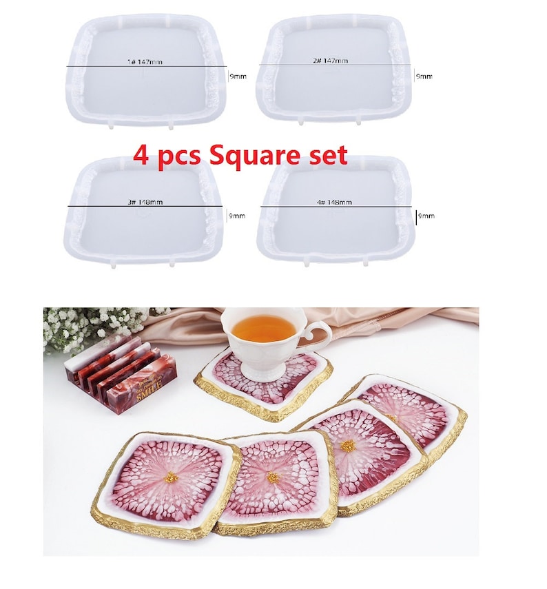 Resin Irregular Geode Coaster Molds Round Circle Oval Square - Etsy