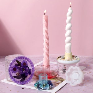 5 Style Candlesticks Silicone Mold ,Terrazzo Cement Epoxy Resin Candlestick Plaster Long Candles holder Mould- Concrete Candles Holder Molds