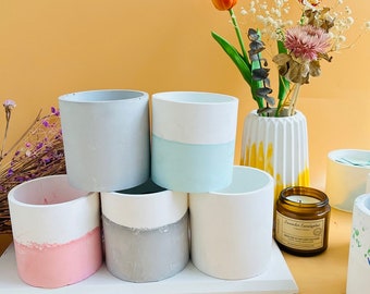 Round Candle Jar Concrete Planter Silicone Molds Flower Pot Mold, DIY Resin Cement Plaster Terrazzo Candle Vessel Jar Moulds Pen Holder Mold