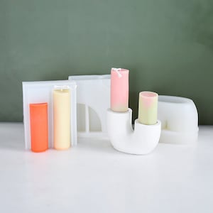U shape Candlestick Silicone Mold ,Terrazzo Cement Epoxy Resin Candlestick Plaster Candles Holder Tray Mould-  Home Candle Crafts Decoration