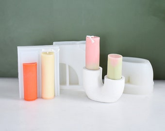 U shape Candlestick Silicone Mold ,Terrazzo Cement Epoxy Resin Candlestick Plaster Candles Holder Tray Mould-  Home Candle Crafts Decoration