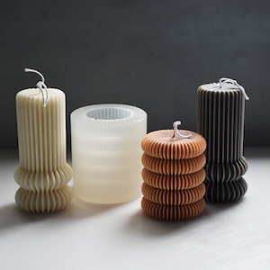 Striped cylindrical candle silicone mold -Scented candles soap silicone mold DIY Handmade Concrete Cement Plaster Home decor Molds