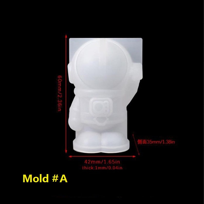 3D Mini Astronaut Nyckelringsformar Kosmonaut Kroppsform Epoxihartsform Ljusform Silikon Månformar Mold # A