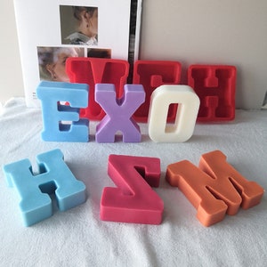 Molde de alfabeto Jumbo de 4'' e 7'' polegadas, molde de silicone com letras grandes, molde de vela com letras grandes, moldes de bolo com letras, molde de resina com letras e números