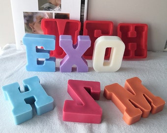 Jumbo 4'' & 7'' inch Alphabet Mold ,Large Letters Silicone Mold, Large Alphabet Candle Mold Letter Cake Molds, Letters Numbers Resin Mould