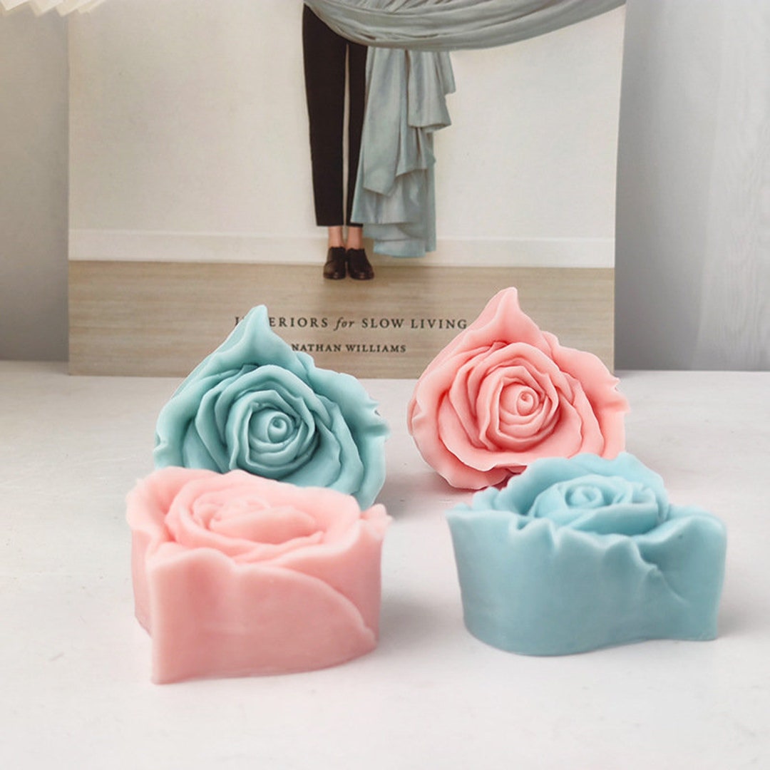 Love Heart Rose Candle Mold , Flower Scented Candle Silicone Mold DIY  Handmade Candle & Soap Gift Home Aroma Freshies Molds Home Decor 