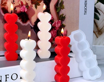 5 Herz Liebe Kerze Silikonform Einfache geometrische lange Duftkerze Silikonform DIY handgemachte Kerze Seifenform Epoxidharz Formen
