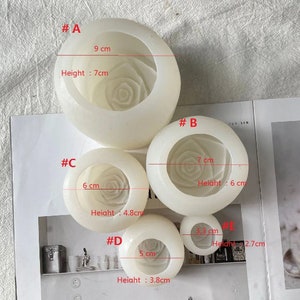 3D-rosblomma-ljusform, hartsrosform, silikon DIY-handgjord tvålljus chokladform godistillverkningsform, blomljusform bild 2