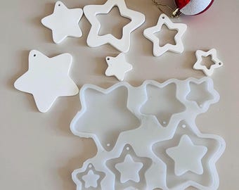 Siliconen mal voor kerst STAR Mold hars epoxy gips stervorm hanger mal oorbel, sieraden, cadeaulabel, sleutelhanger