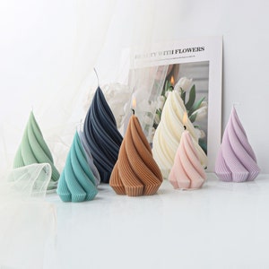 Rotating cone Candle molds, DIY scented candle silicone mold , Resin Cement Plaster Christmas tree cone decoration ornament molds