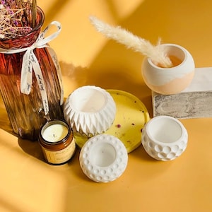 Concrete Round Candle Jar Silicone Molds Resin Tealight Candle Holder Planter Flower Pot Molds DIY Mini Cement Plaster Jesmonite Moulds