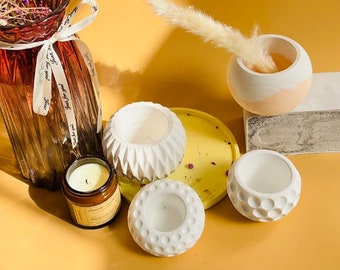 Concrete Round Candle Jar Silicone Molds Resin Tealight Candle Holder Planter Flower Pot Molds DIY Mini Cement Plaster Jesmonite Moulds
