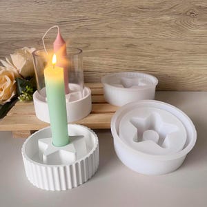 Star candle holder bowl Silicone Mold DIY Round Candle base Casting Molds stripe bowl candlestick Tray Craft Making Home Decor