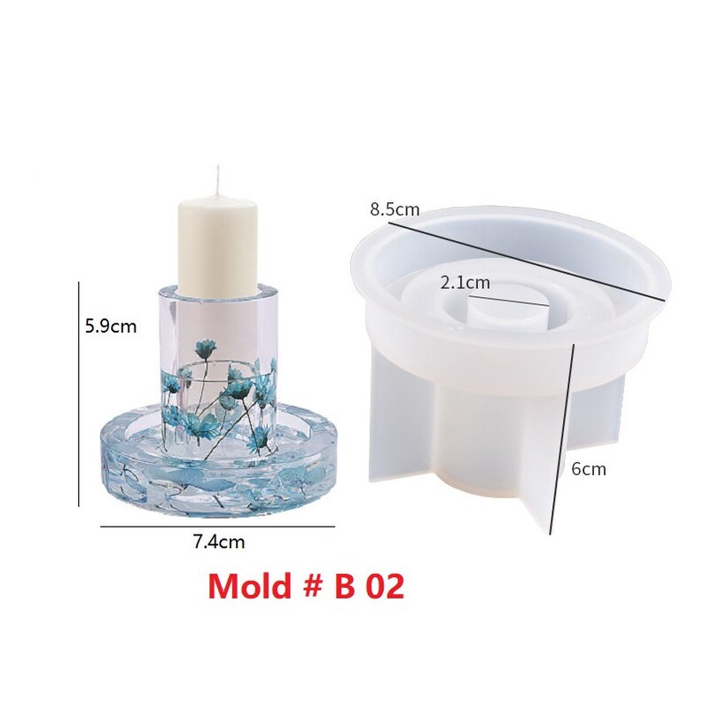 Long Candles Candlestick Candle Holder Silicone Mold Handmade Terrazzo Cement jesmonite Epoxy Resin Plaster Concrete Candles holder Moulds Mold # B 02