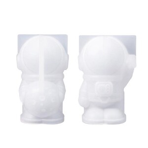 3D Mini Astronaut Nyckelringsformar Kosmonaut Kroppsform Epoxihartsform Ljusform Silikon Månformar All 2 molds set