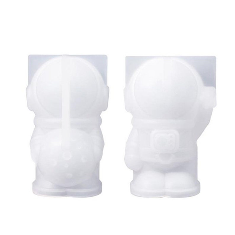 3D Mini Astronaut Nyckelringsformar Kosmonaut Kroppsform Epoxihartsform Ljusform Silikon Månformar All 2 molds set