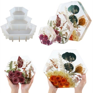 Grand moule en silicone hexagonal . Résine époxy Moule hexagonal, Résine Poudre de résine de fleurs préservée Moules de spécimens, Moule Art de résine artisanale DIY