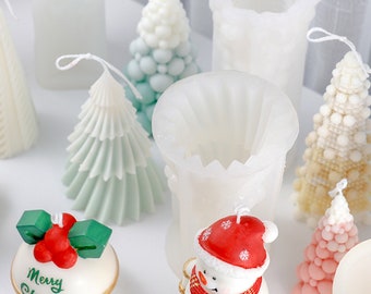 2 Pezzi 3D Forma di Albero di Natale Stampo + 1 Pezzi Stampo in Silicone Natale Renna, Stampi per Candele di Natale, Stampi in Silicone per Candele