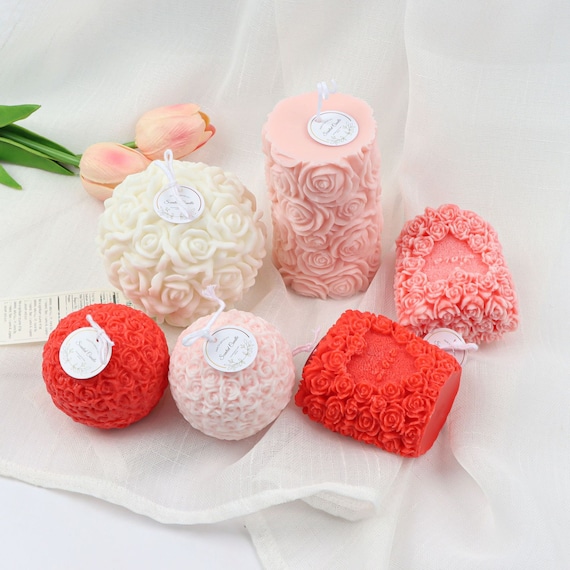 3D Candle Molds Pillar Silicone Soap Mold Flower DIY Handmade