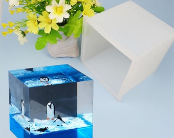 10 cm Cube silicone molds , 4 inch Epoxy resin cube Shiny Square lamp molds, Dried flower specimen decoration Epoxy moulds
