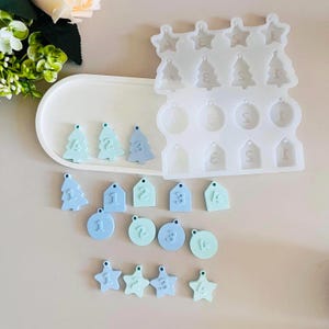 Silicone mold for Christmas Advent number gift tags,pendant silicone mold Epoxy Resin mold UV molds,Holiday ornament,handmade gift