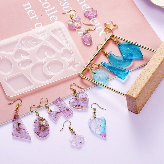 Resin Earring Stud Jewelry Pendant Mold for Epoxy Resin, Resin Star Moon  Drop Heart Earring Molds,diy Handmade Necklace Pendant Mold 