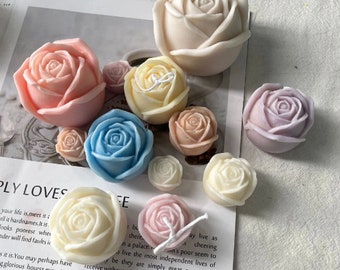 3D Rose Flower Candle Mold, Resin Rose Mold, Silicone DIY handmade Soap Candle Chocolate Mold Candy Making Mold, Flower Candle Mold