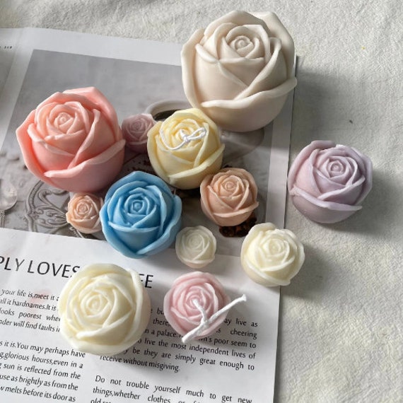 3D Rose Flower Candle Mold, Resin Rose Mold, Silicone DIY handmade Soap Candle Chocolate Mold Candy Making Mold, Flower Candle Mold