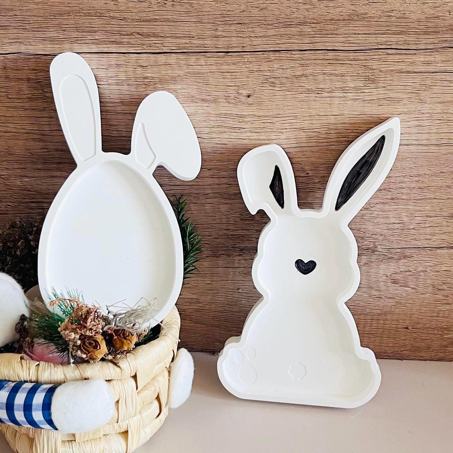 Stampo In Silicone A Forma Di Coniglio Pasquale | Alimentare | Anti-deformazione | Per Cemento, Resina, Gesso E Argilla | 12,9x9,9x1,4 Cm