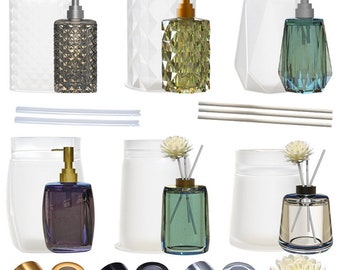Flacon de lotion Moule bouteille de désinfectant pour les mains avec tête de presse -bouteille d’aromathérapie moule en silicone Résine époxy Vase en béton moule pot de fleurs