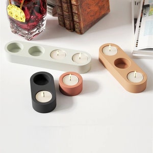 4 Holes Candlestick Silicone Mold ,3 Holes Concrete Plaster Candle Stand base mold , Cement tea light Candlestick Silicone Moulds