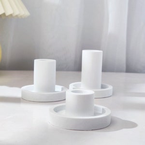 Long Candles Candlestick Candle Holder Silicone Mold  Handmade Terrazzo Cement jesmonite Epoxy Resin Plaster Concrete Candles holder Moulds