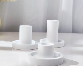 Long Candles Candlestick Candle Holder Silicone Mold  Handmade Terrazzo Cement jesmonite Epoxy Resin Plaster Concrete Candles holder Moulds