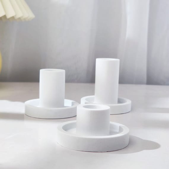 Long Candles Candlestick Candle Holder Silicone Mold  Handmade Terrazzo Cement jesmonite Epoxy Resin Plaster Concrete Candles holder Moulds