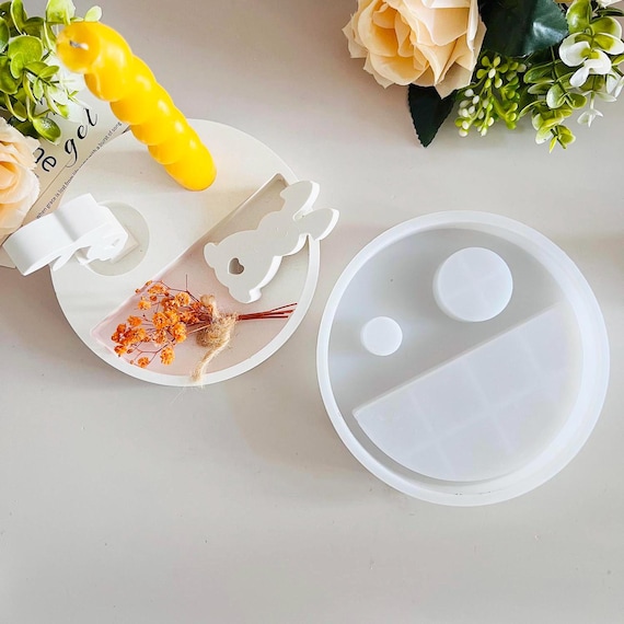 シリコン樹脂型 ラウンドディッシュ エポキシ樹脂シリコン型 皿皿用キャスティング型 DIYソープディッシュ ホームデコレーション ジュエリートレイ : XYQHOAC 蝶結び皿 樹脂型 丸型 小物入れ ジュエリー皿