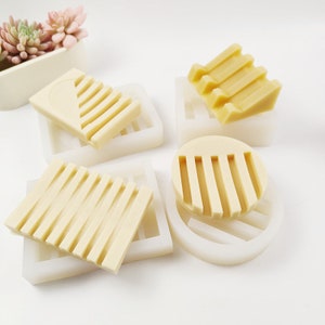 Soap Tray Silicone Mold Concrete Plaster Cement Stripe Shape Soap dish Box Moulds Epoxy Resin Soap Tray Decoration Bathroom Tools Molds