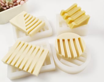 Soap Tray Silicone Mold Concrete Plaster Cement Stripe Shape Soap dish Box Moulds Epoxy Resin Soap Tray Decoration Bathroom Tools Molds