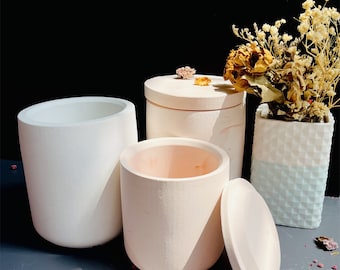 10oz 18oz Candle Jar with Lid Mold Round Candle vessel Wax Container Planter Flower Pot Molds DIY Cement Plaster Epoxy Resin silicone Mould