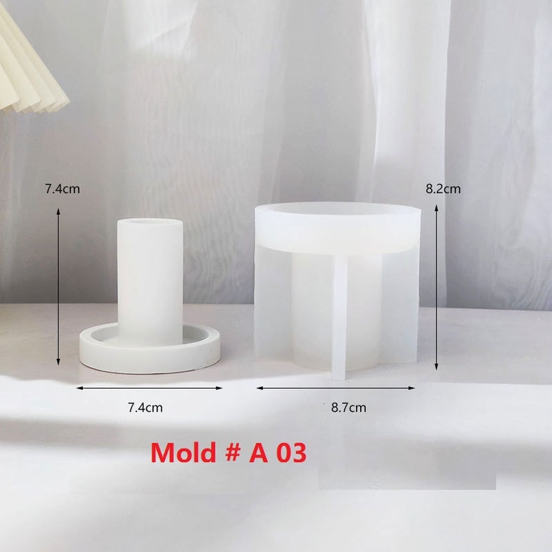 Long Candles Candlestick Candle Holder Silicone Mold Handmade Terrazzo Cement jesmonite Epoxy Resin Plaster Concrete Candles holder Moulds Mold # A 03