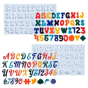 Cartoon Alphabet & Number Silicone Mold Capital Letter Resin Keychain Molds Resin Epoxy DIY Handmade Concrete Digit Mould Cookie molds